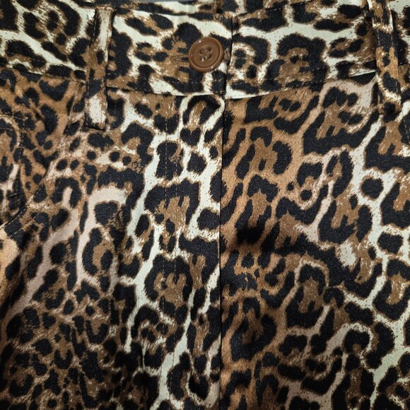 Ena Pelly Womens Cheetah Flare Pants Neutral Size 8 Polyester & Rayon Animal Pri - Picture 4 of 12